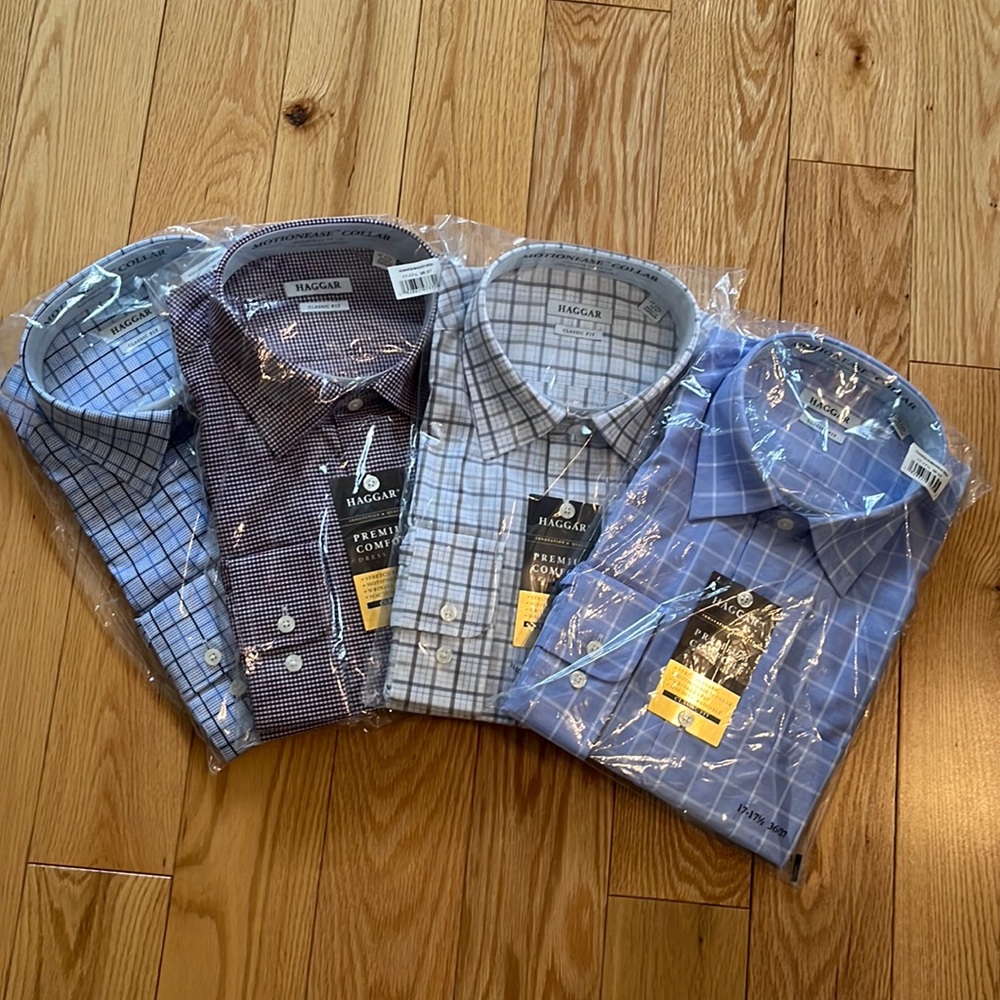 NWT Bundle Haggar of Men’s Dress Shirts Size 17-17.5 36-37